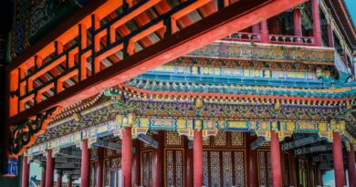 intricate chinese architectural design of a colorful temple