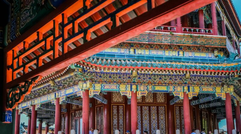 intricate chinese architectural design of a colorful temple